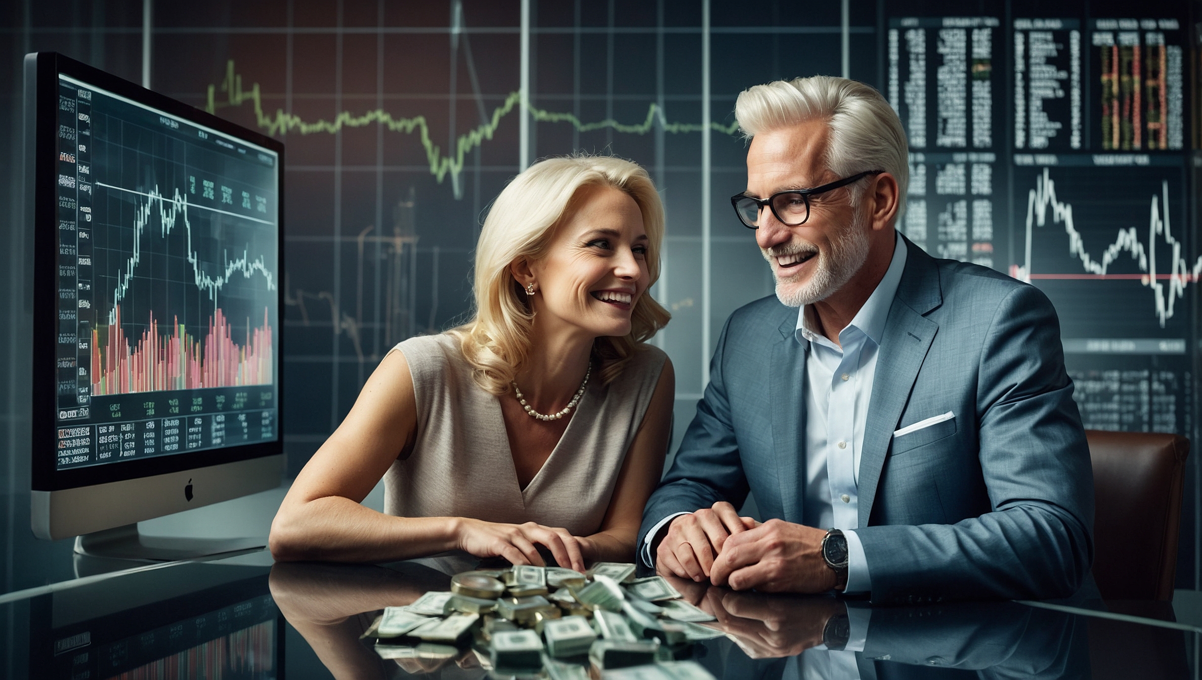a man and woman looking at silver investments